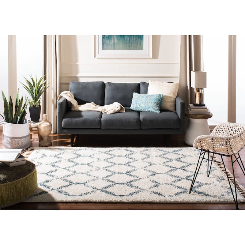 SAFAVIEH Berber Fringe Shag Lillis Trellis 1.2-inch Thick Rug