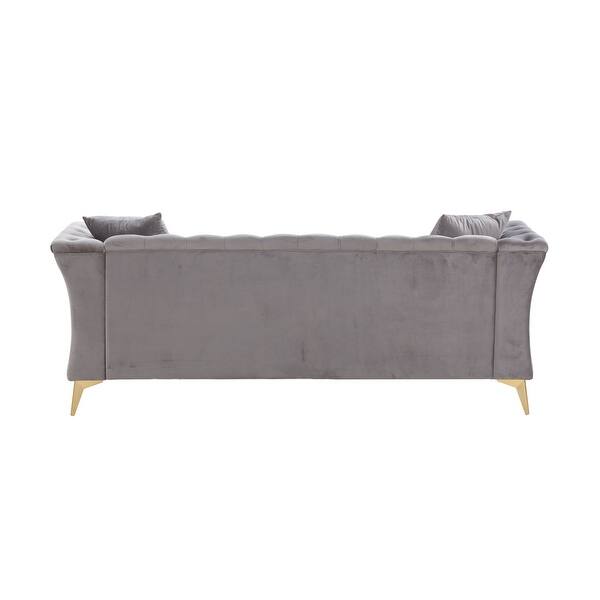 Modern Chesterfield Curved Sofa Tufted Velvet Couch 3 Seat Button Tufed ...