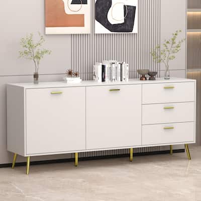 Buffet Sideboard Cabinet with 3 Drawers & 2 Doors, Espresso/