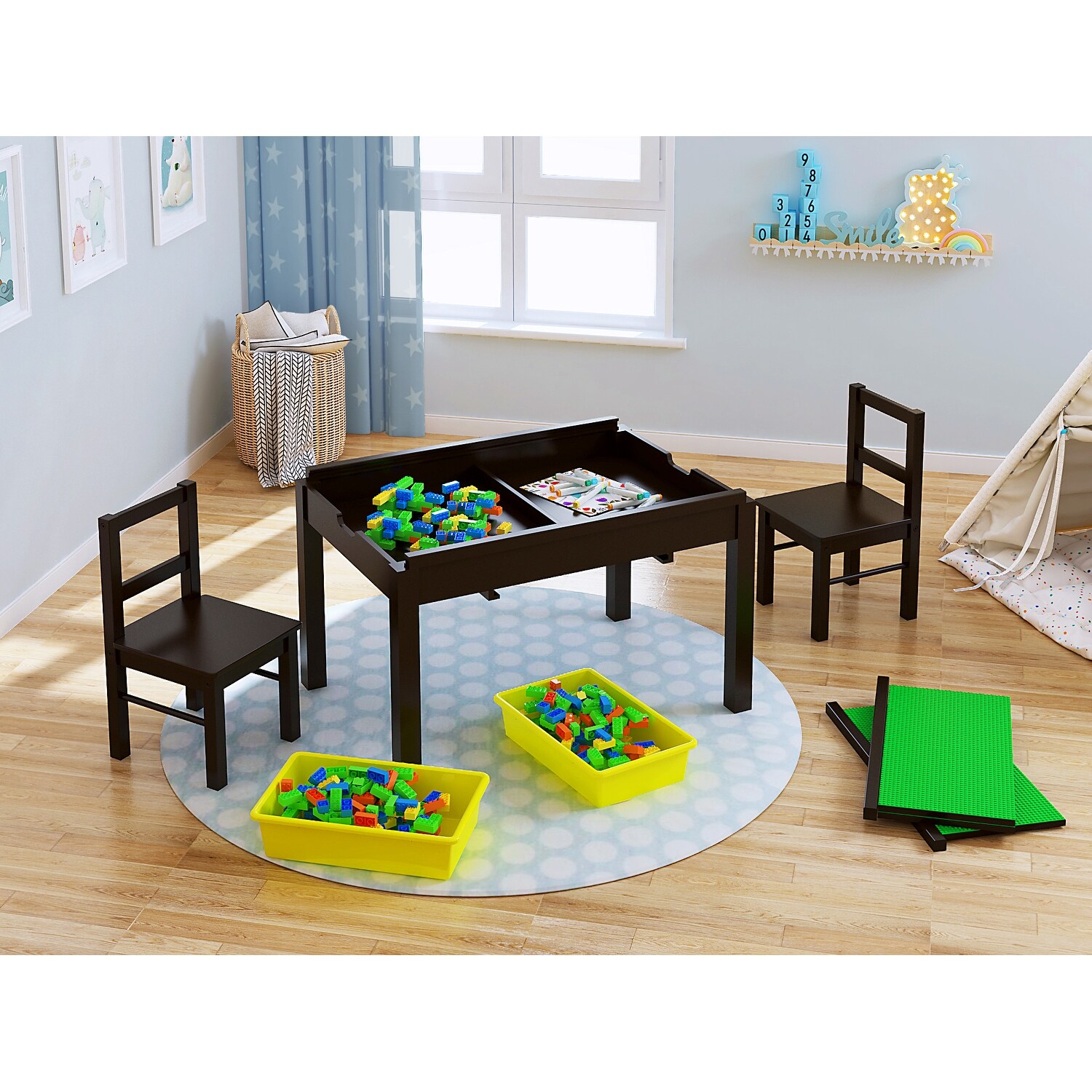 UTEX 2 in 1 Kids Large Activity Lego Table with Storage Espresso On Sale Bed Bath Beyond 32622923