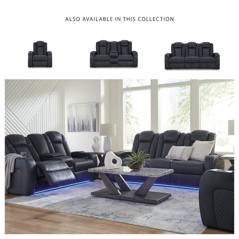 Signature Design by Ashley Fyne-Dyme Power Reclining Loveseat with Console - 74"W x 43"D x 43"H