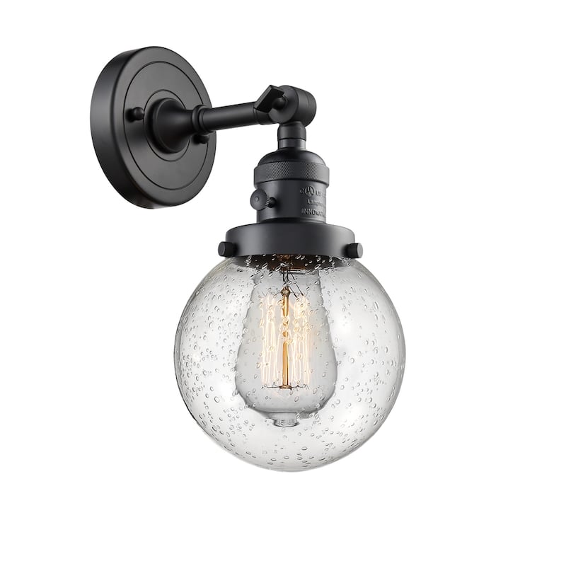 Innovations Lighting Beacon Single Light 12" Tall Bathroom Sconce with - Matte Black / Seedy
