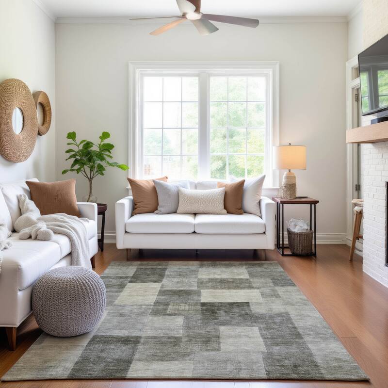 Premium Washable Super Soft Contempory Checker Mayfield Rug
