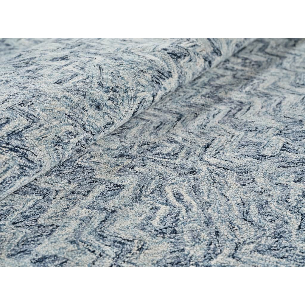 Exquisite Rugs Veneta Handmade Hand-tufted New Zealand Wool on Canvas Blue Area Rug