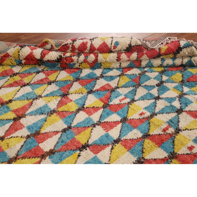 All-Over Moroccan Area Rug Handmade Wool Carpet - 8'11" x 12'9"