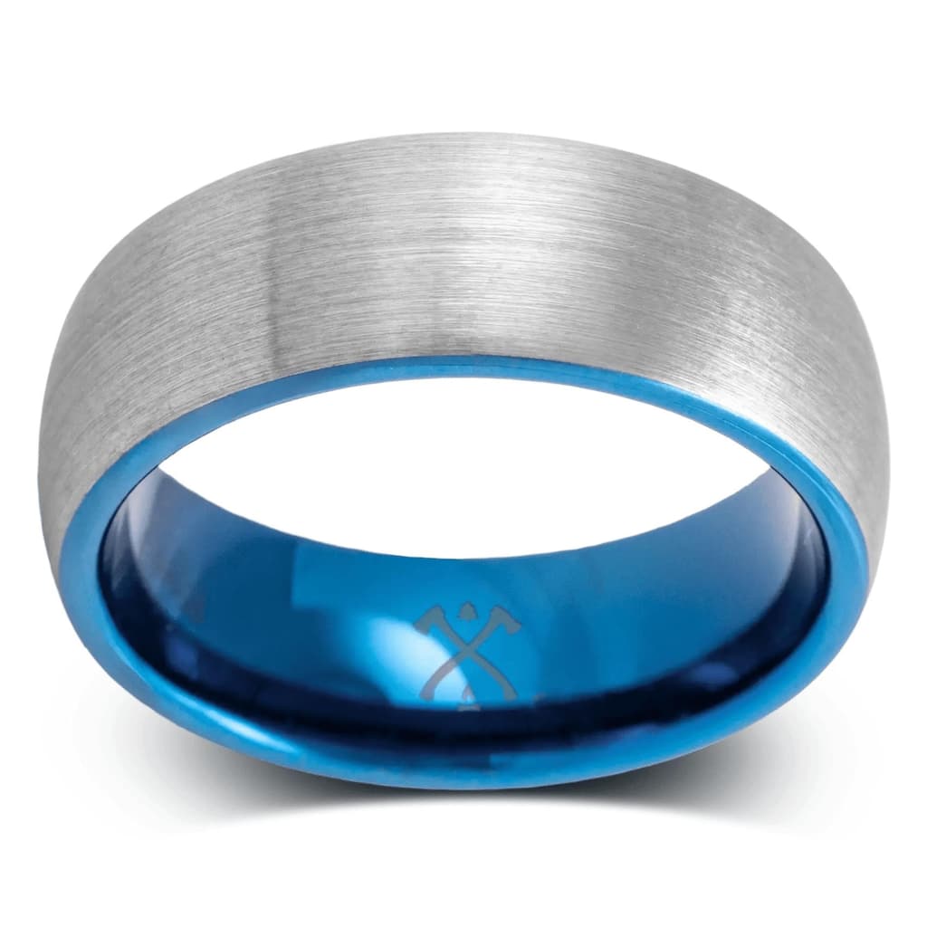Manly Bands THE MODEL Tungsten Blue Plated 8mm Satin Band