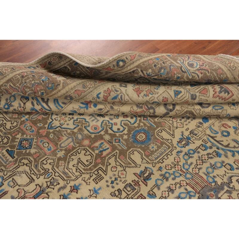 Tabriz Persian Rug Hand-Knotted Oriental Beige Wool Carpet - 7'10"x 10'10"