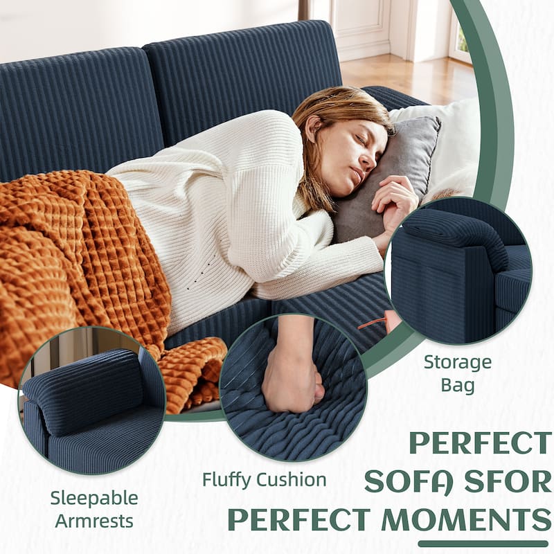 Futzca ​Sectional Sofa Couch, 3 Seat L Shaped Sofa with Removable Pillows