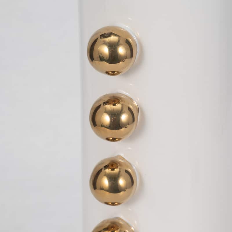Sagebrook Home White/Gold Ceramic Cylinder Vase With Side Knobs