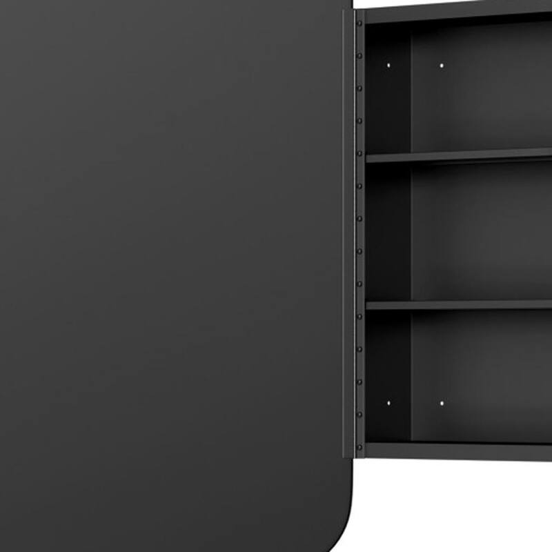 HomeRoots 24" Black Metal Framed Bathroom Vanity Mirror With Cabinet - 16.00 in. x 24.00 in. x 2.00 in.