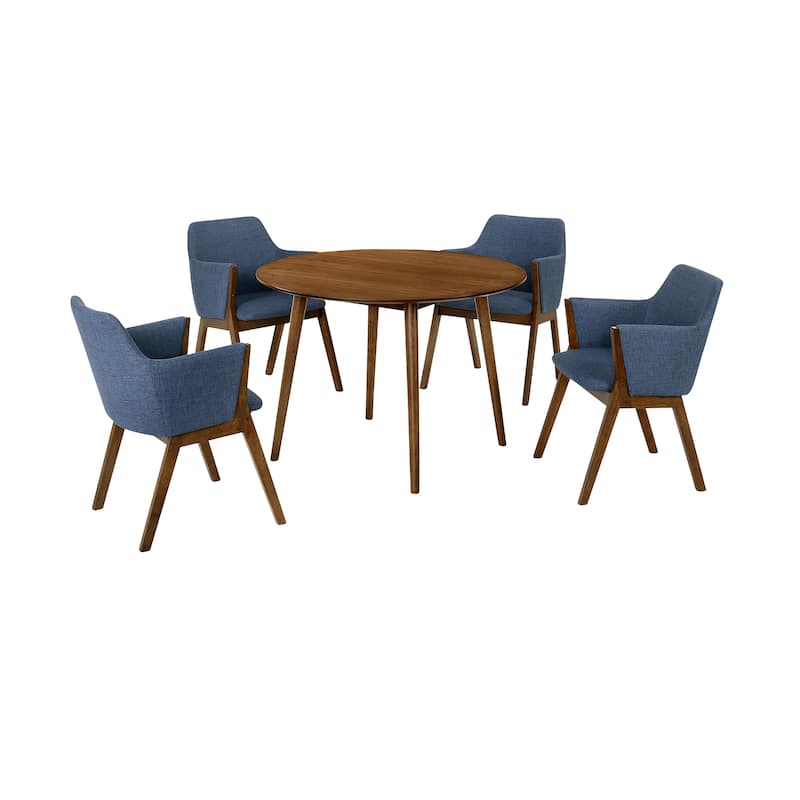 Arcadia and Renzo 42" Round Wood 5 Piece Dining Set