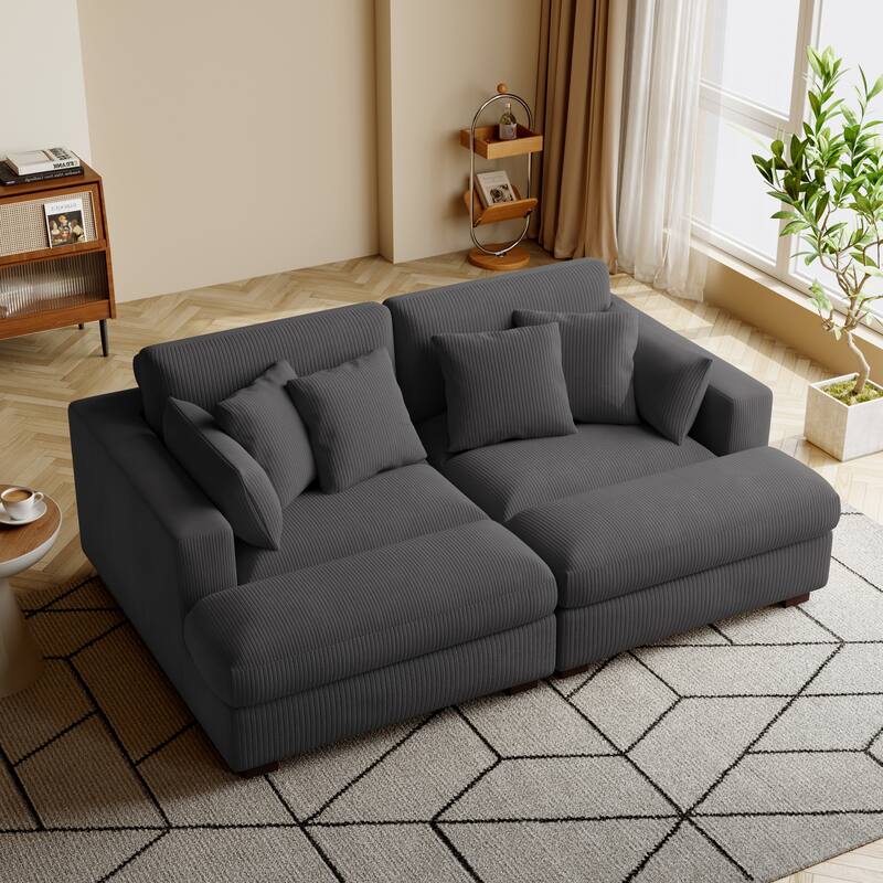 Navaeh Corduroy Modular Sectional Sofa Large Couch Sleeper Chaise