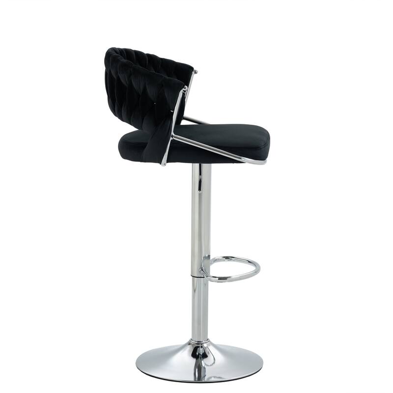 Set of 2 Bar Stool Adjustable Height with Swivel Seat