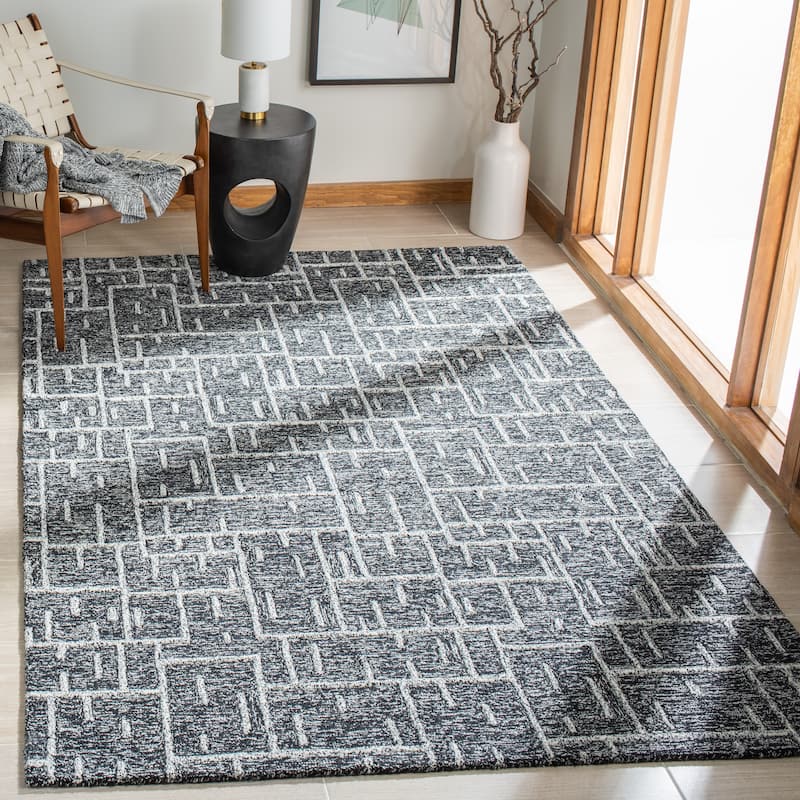 SAFAVIEH Handmade Cambridge Lucine Modern Wool Rug - 5' x 8' - Black/Ivory