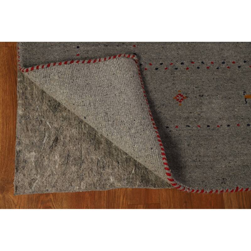 Gray Gabbeh Oriental Area Rug Hand-Knotted Wool Carpet - 5'5" x 7'8"