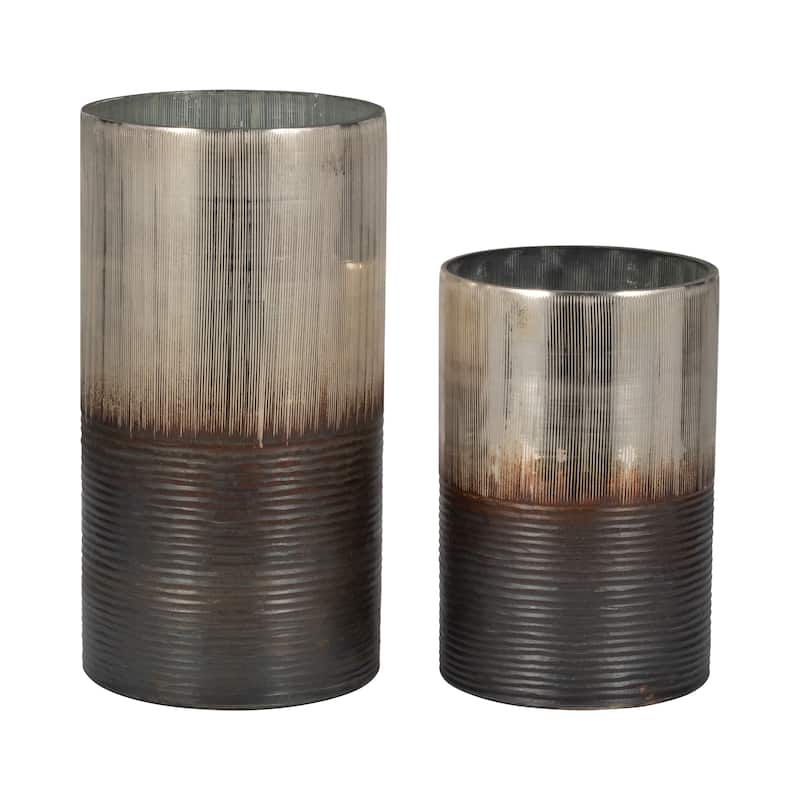 Sagebrook Home Glass Vases Modern Decorative Ribbed Cylinder Vase in High-Quality Glass