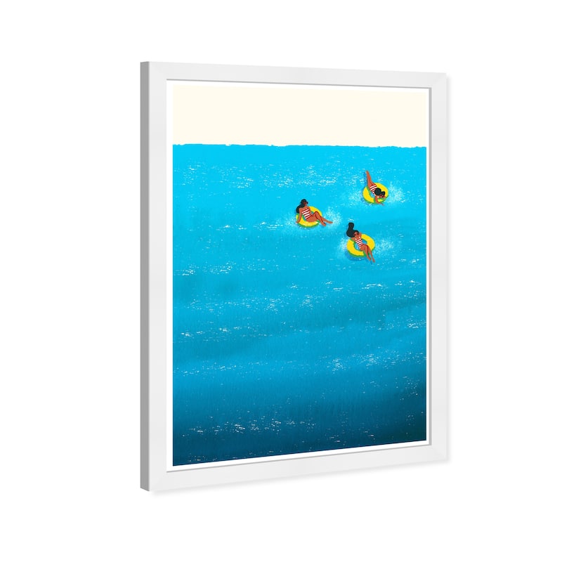 Wynwood Studio 'Primary Beach Time' Nautical and Coastal Wall Art Framed Print Coastal - Blue, Yellow