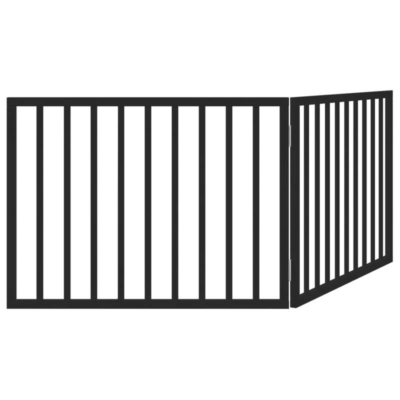 vidaXL Dog Gate Set of 2 Black Poplar wood 63 in Foldable Dog Gate - 0.8 x 63 x 23.6