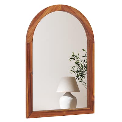 Gymax 24'' x 35'' Rustic Wall Mounted Decorative Mirror w/Solid Acacia