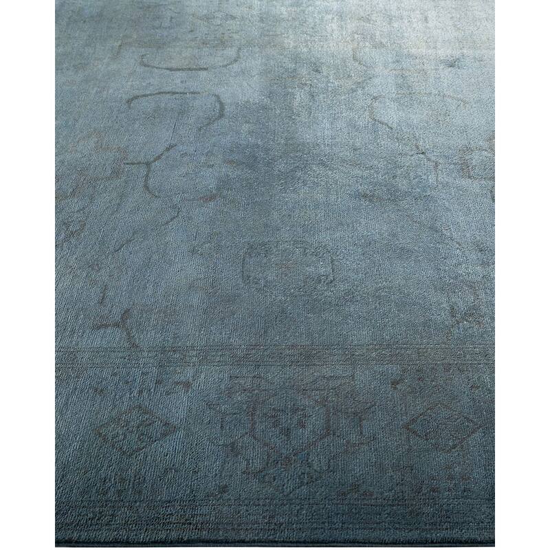 Overton Hand Knotted Wool Vintage Inspired Modern Contemporary Overdyed Gray Area Rug - 6' 3" x 9' 3"