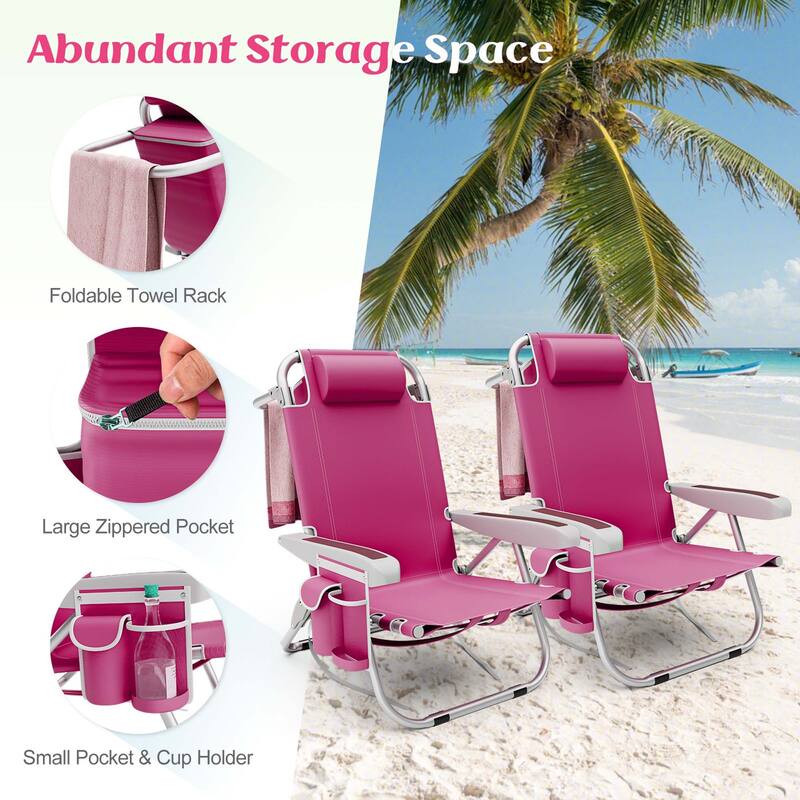 Goplus 1/2 PCS Folding Beach Chair for Adult Lightweight Aluminum