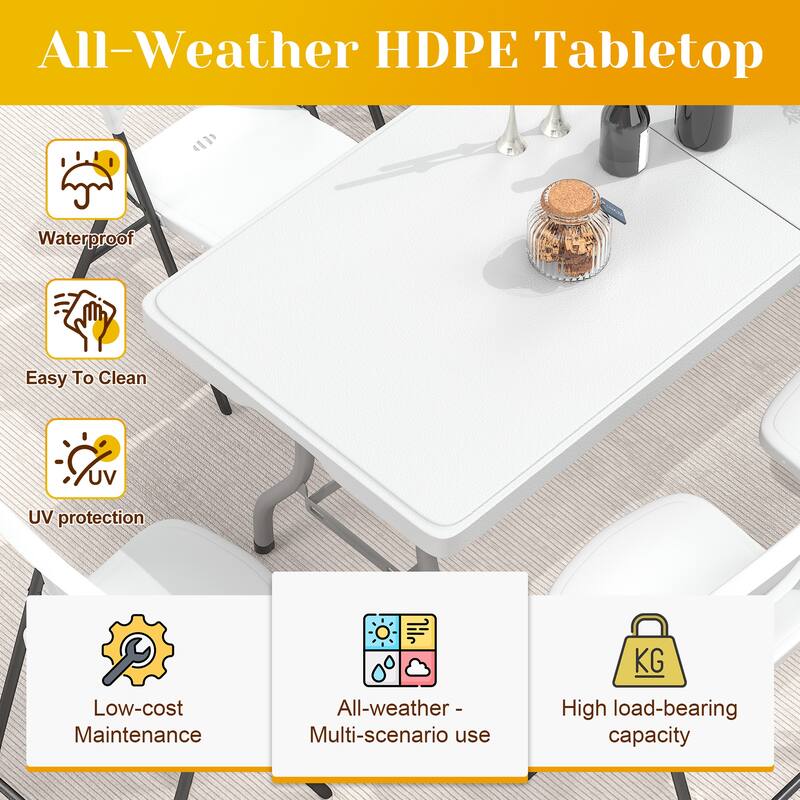 70.5" Foldable Outdoor Dining Set with 6 Fully assembled Dining Chairs