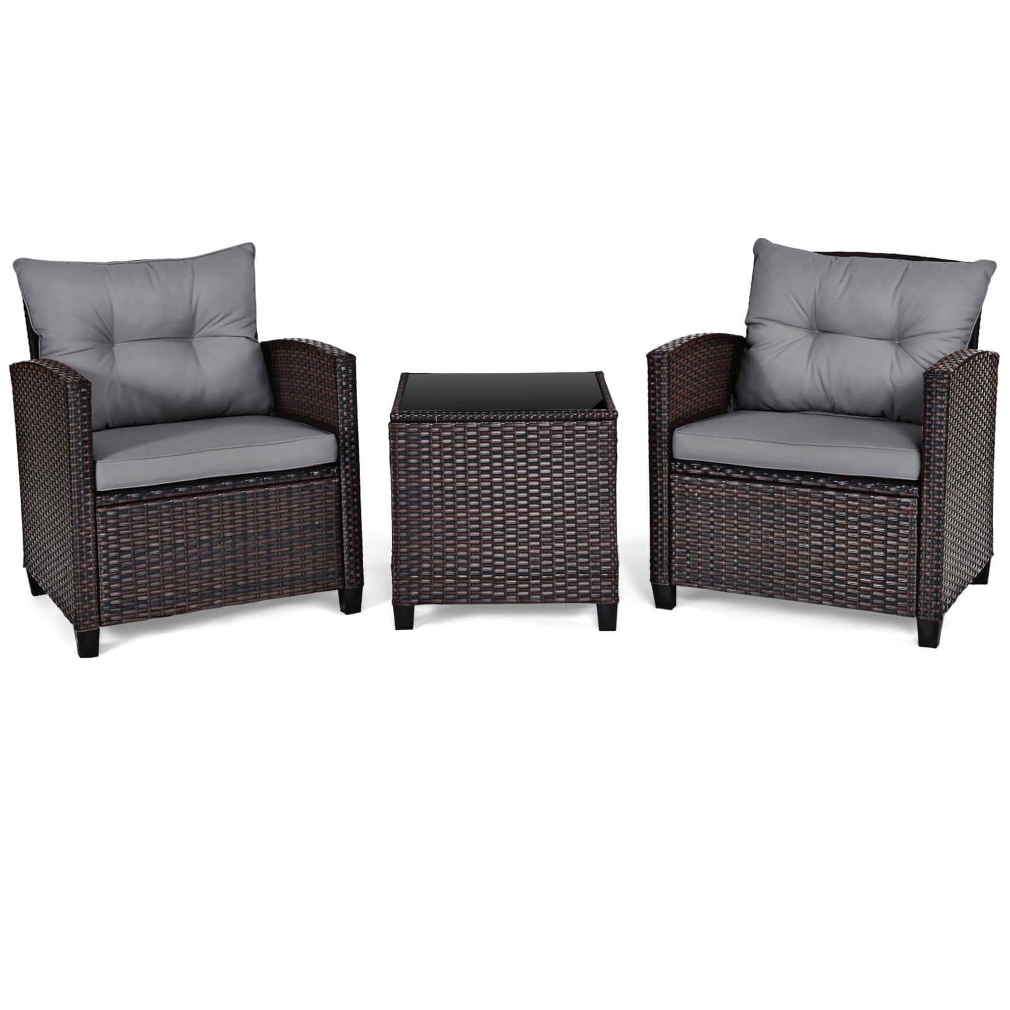 Outdoor 3-piece Cushioned Rattan Patio Furniture - Picture 21 of 50