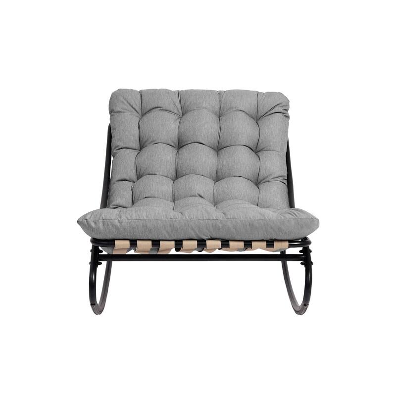 Outdoor Metal Frame Rocking Chair with Water-Resistant Cushions