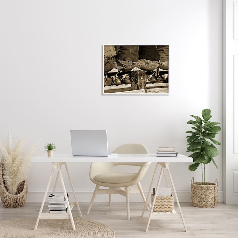 Stupell Vintage Western Cowboys Sitting Sepia Photography Framed Wall Art, Design by Lisa Dearing
