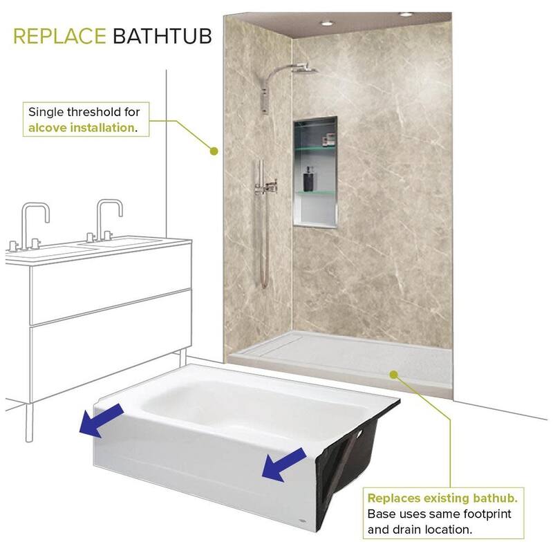 Transolid TRS_FLU6032L FLU-Series 60" x 32" Rectangular Shower Base