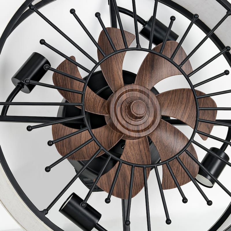 20-Inch Indoor Black Low Profile Cage Ceiling Fan - 20 Inches