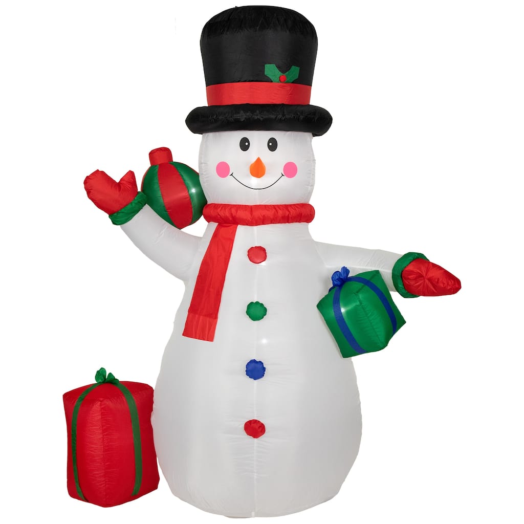 8ft Lighted Inflatable Snowman with Gifts Outdoor Christmas Decoration - 8'
