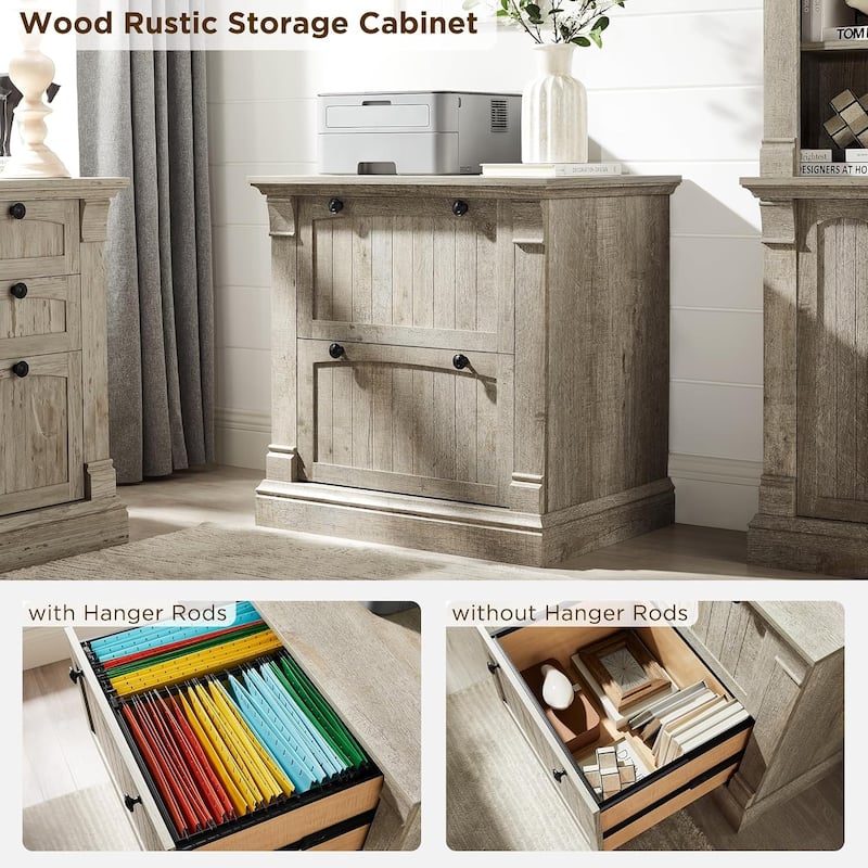 Farmhouse File Cabinet, Wood Lateral Filing Cabinet, Storage Cabinet