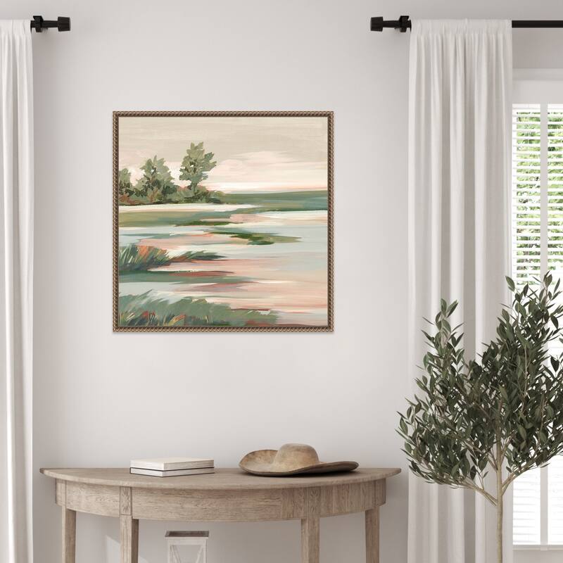 Quiet Marsh Under Soft Skies No. 2 by Lera Framed Canvas Wall Art Print