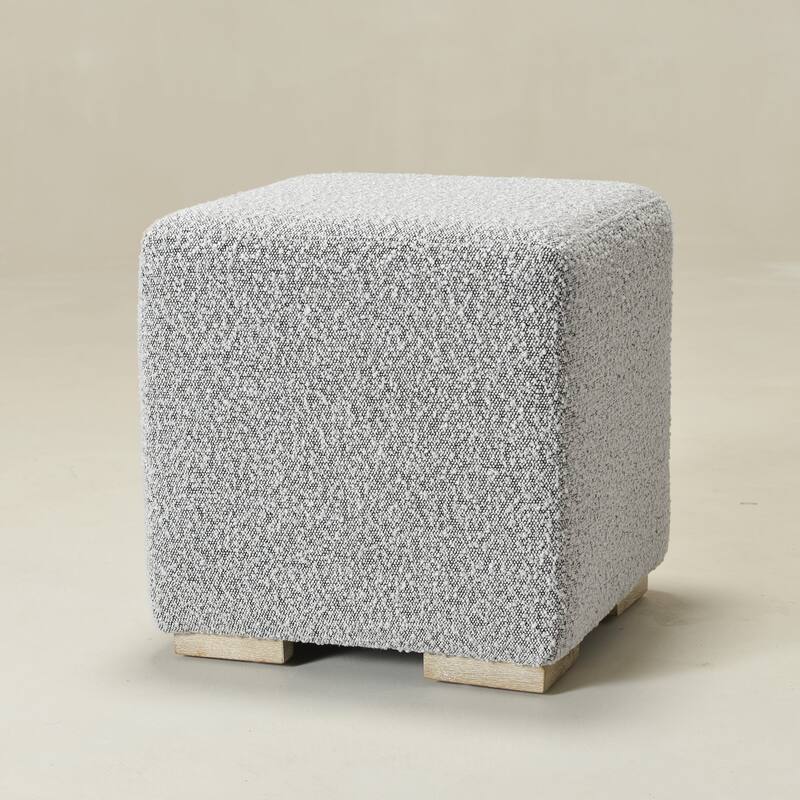 KINWELL 18.5" W Square Boucle Upholstered Ottoman Entryway Footstool