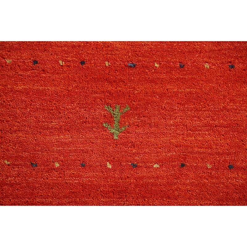 Salmon Gabbeh Area Rug Hand-Knotted Wool Carpet - 6'6"x 9'9"