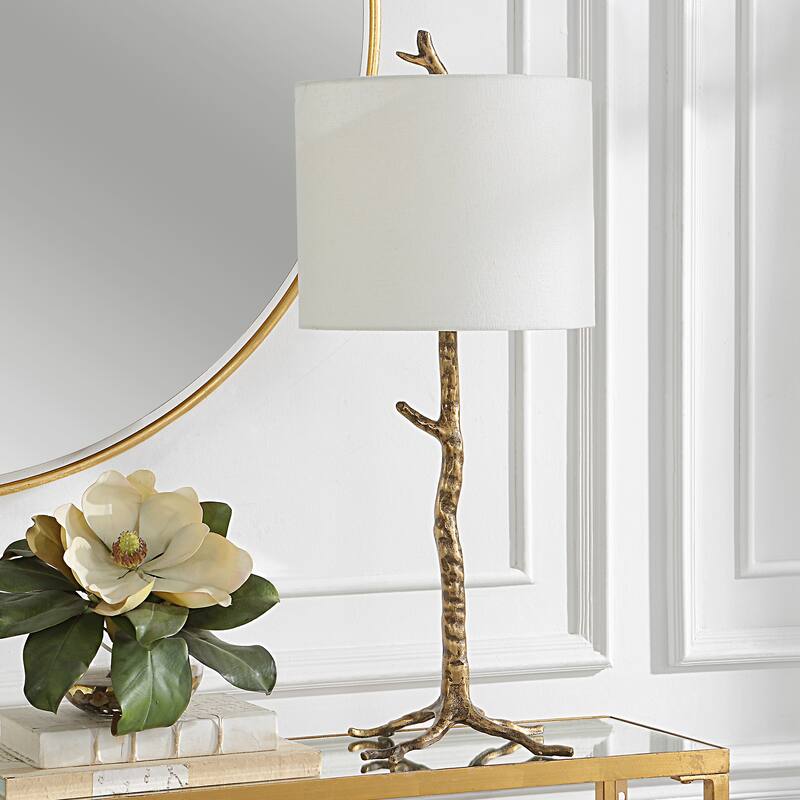 Rustic Table Lamp with Gold Finish - 12"D x 12"W x 29.5"H
