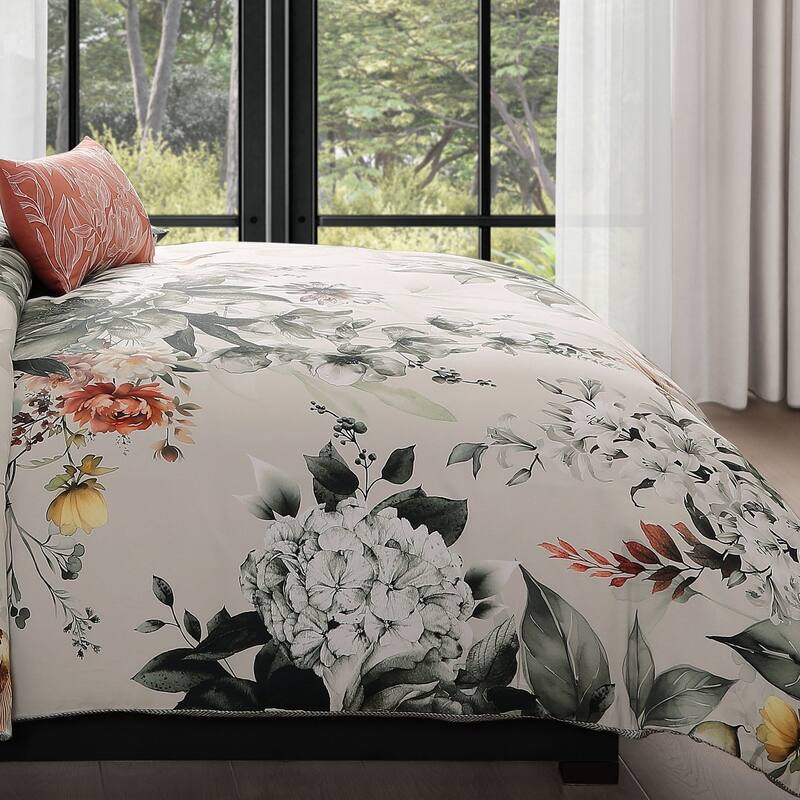 Bebejan Vintage Bloom 100% Cotton Sateen 5 Piece Reversible Comforter Set