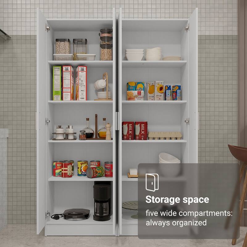Madesa Kitchen Set 2 Pantry Storage Cabinet with 10 Utility Shelves 47"L Wooden Organization Unit for Kitchen