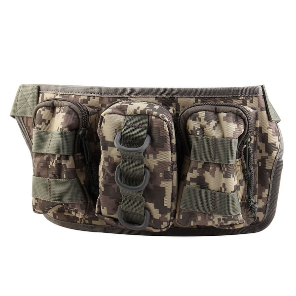 Sport Nylon Zipper Closure 4 Compartment Adjustable Phone Holder Waist Bag