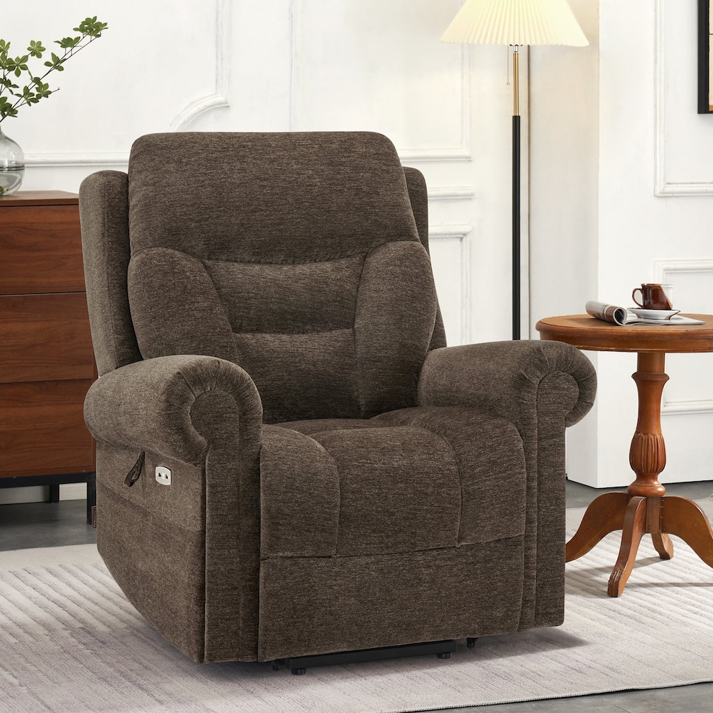 MCombo Dual Motor Power Lift Recliner Chair with Massage and Dual Heating, Adjustable Headrest, Fabric 7888