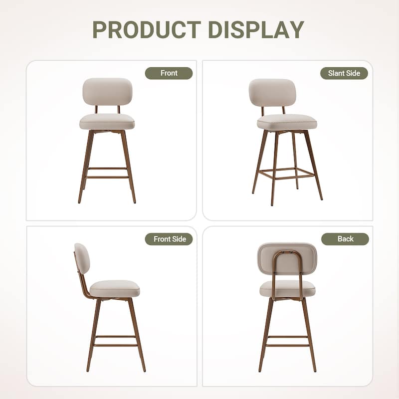 RENEWLINE Modern Swivel Bar Stools, 26 Inch Counter Stools(Ser of 2/3/4/6) with Backrest & Waterproof PU Leather