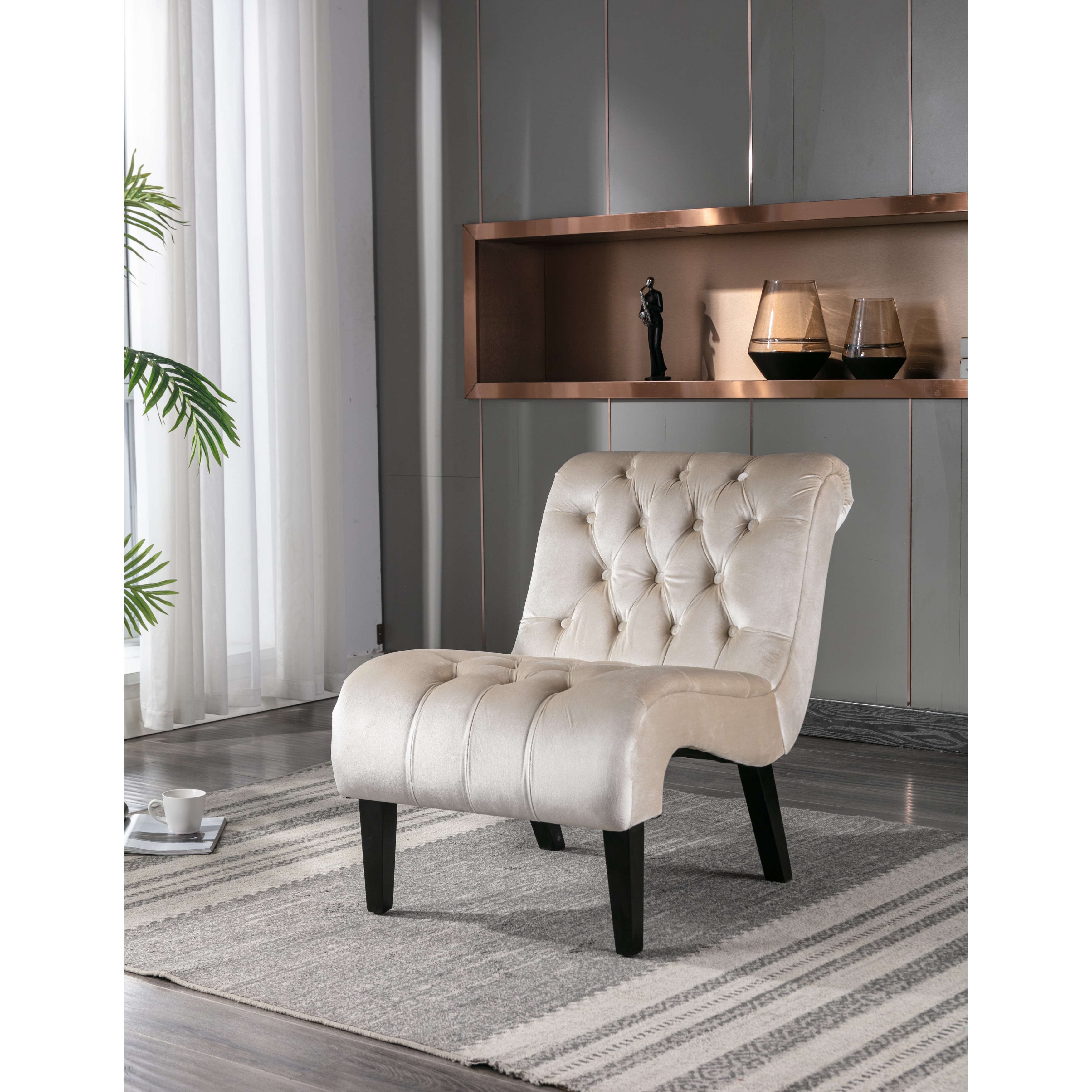 Modern Velvet Rocking Chair Accent Chair High Backrest Living Room