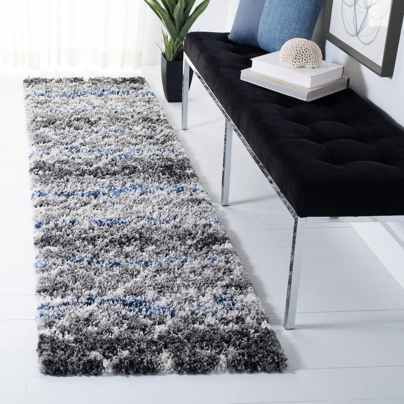 SAFAVIEH Canyon Shag Alexis Flokati Rug - 2'2" x - 2'2" x 8' Runner - Grey/Ivory