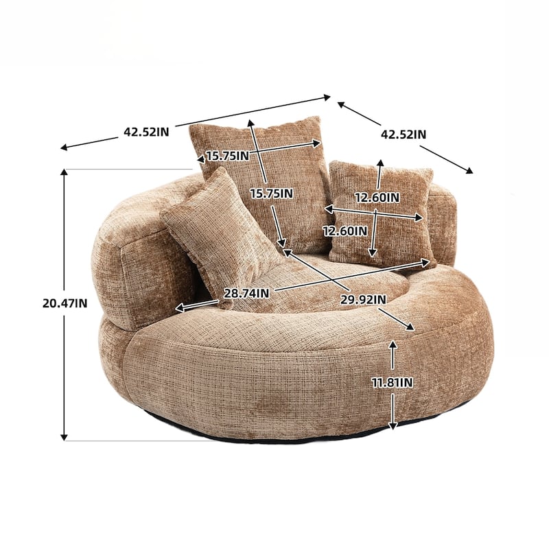 Lazy Sofa Durable Comfort Lounger High Back Bean Bag Chair Couch With Three Pillows for Adults and Kids, Indoor & Outdoor
