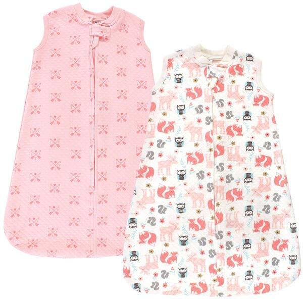 slide 1 of 1, Hudson Baby Infant Girl Premium Quilted Sleeveless Sleeping Bag and Wearable Blanket, Girl Forest 0-6 Months - Girl Forest