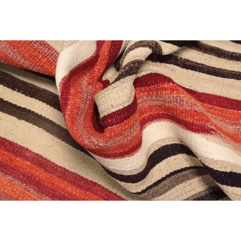 Hand Woven Oriental 100% Wool Carpet Southwestern Tribal Multi-Colored Kilim Area Rug - 9' 9'' X 4' 7''