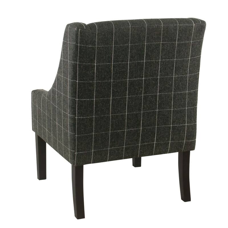 HomePop Modern Swoop Arm Accent Chair - Black Windowpane
