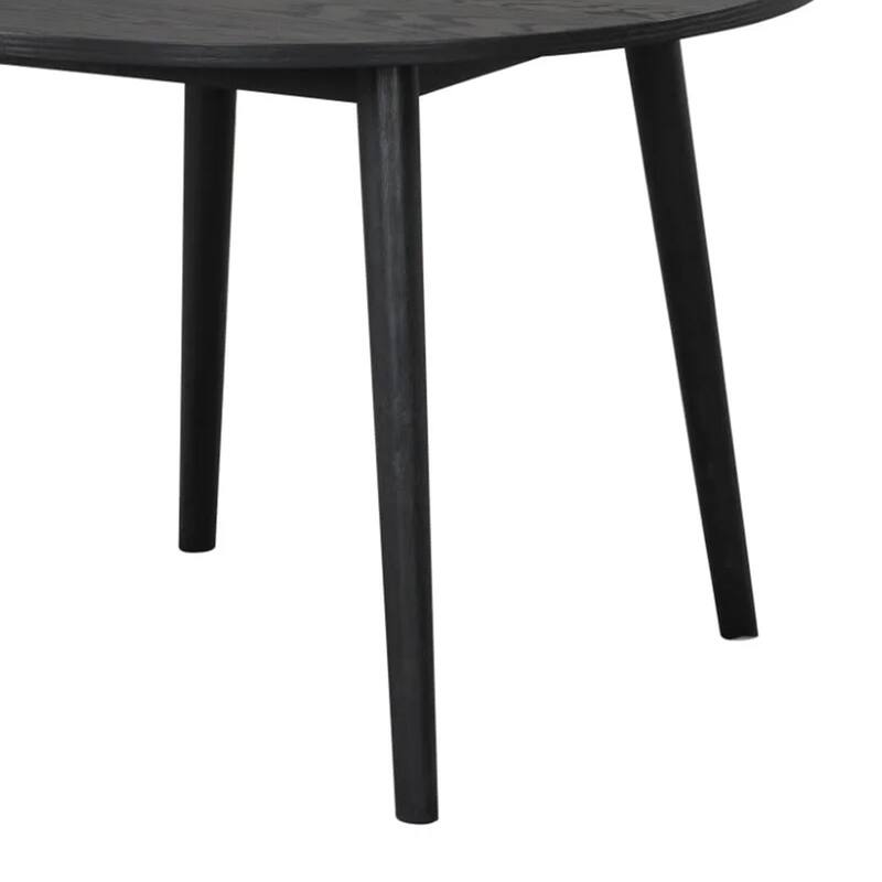 Yely Round Dining Table, Shaker-Style Legs, Black Rubberwood, 42 Inch