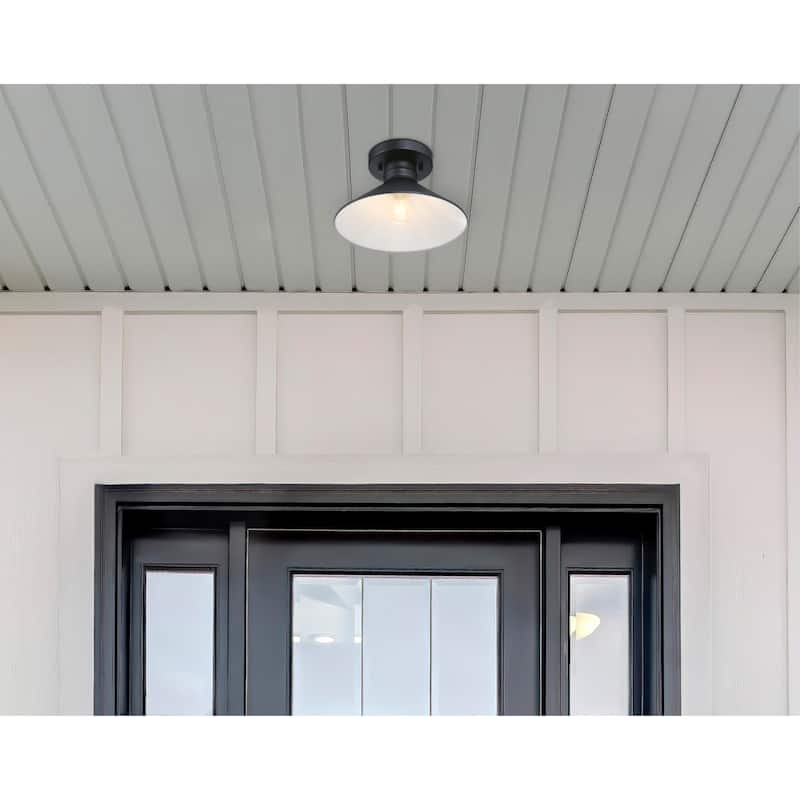 Westinghouse Lighting Watts Creek 11-Inch One-Light Outdoor Semi-Flush Mount, Textured Black Finish - 1-Light